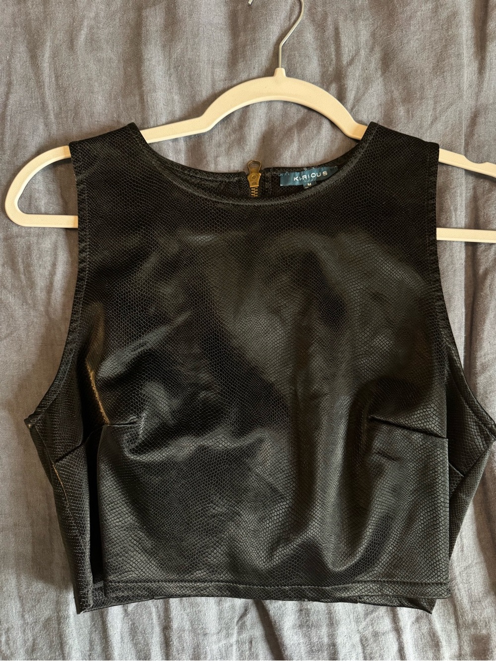 Fake leather crop top